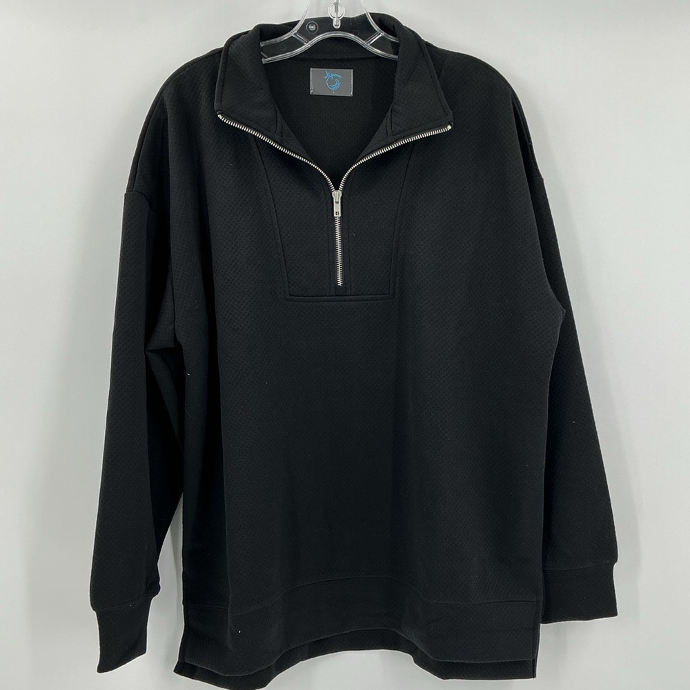 Salty wave half-zip sweater, designed with a paneled neckline, oversized fit